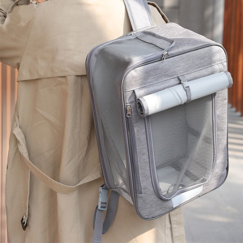 ｜48H臺灣快速出貨｜寵物外出包 極簡外出包 透氣 寵物背包 手提包 肩背 耐抓 貓咪 狗狗 P04－寵物極簡包-細節圖7