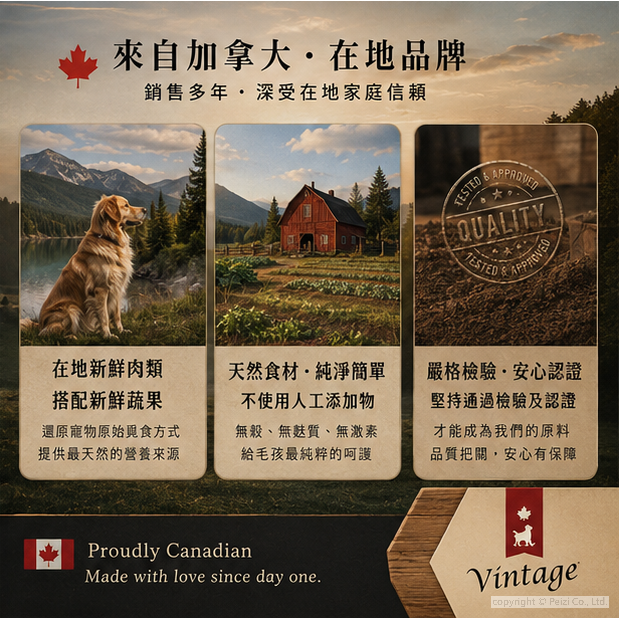沛茲寵物【凡諦斯 Vintage 犬用鮮肉烘焙飼料 5lb 20lb】無穀 盤烤 鮮肉 狗糧 加拿大 狗飼料 狗 飼料-細節圖6