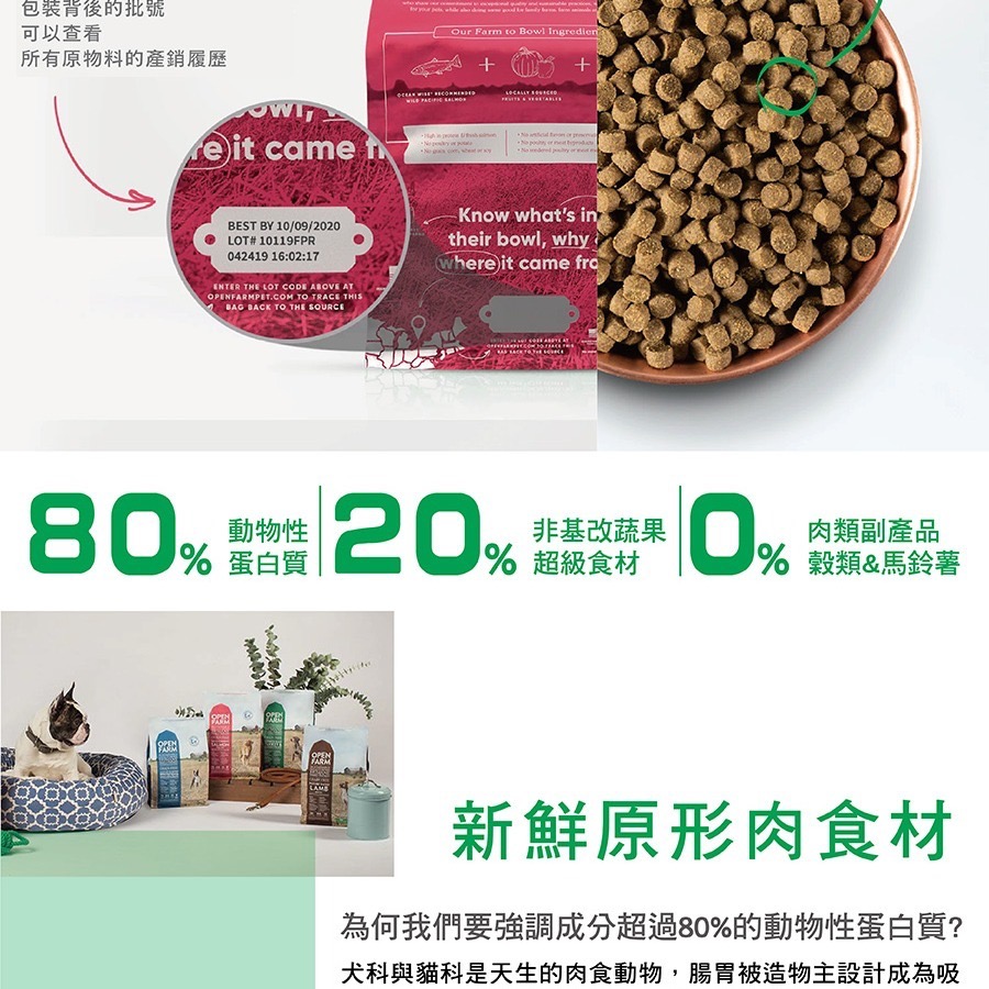 沛茲寵物【開放農場 Open Farm 犬用無穀天然寵糧】無穀 低碳水 美國 狗飼料 狗 飼料 4lb 11lb-細節圖4