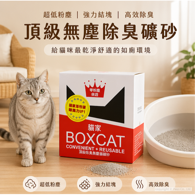 沛茲寵物【國際貓家 Boxcat 紅標頂級無塵礦砂】紅標 無粉塵 不規則 礦砂 貓砂 貓-細節圖3
