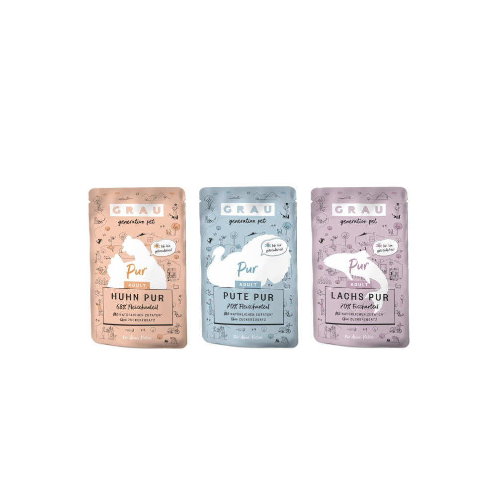 沛茲寵物【灰樂 GRAU 貓用低敏主食餐包 125g】無穀 無膠 鮮肉 德國 主食罐 貓罐 貓 罐-細節圖2