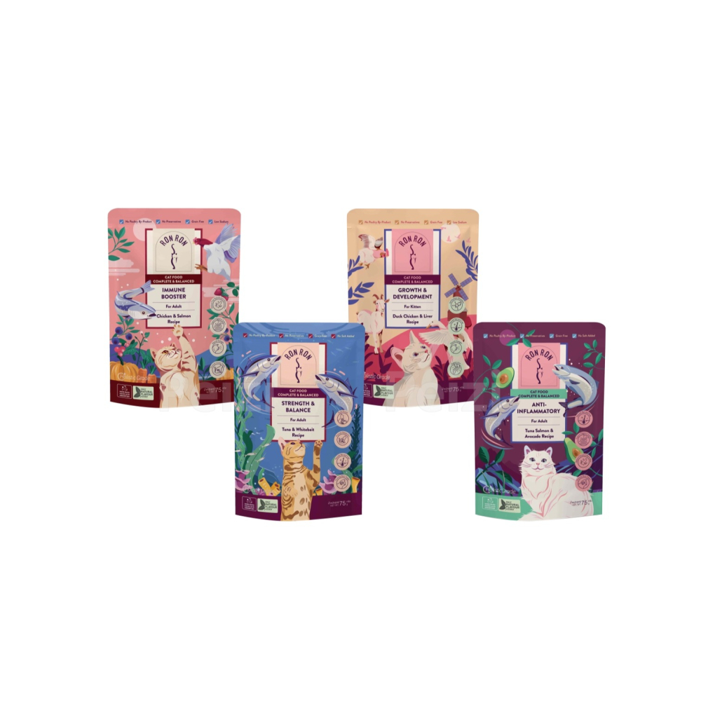 沛茲寵物【虎嚕 RON RON 貓用營養餐包 75g】雞肉 鮭魚 鴨肉 鮪魚 餐包 泰國 副食罐 貓罐 貓 罐-細節圖2