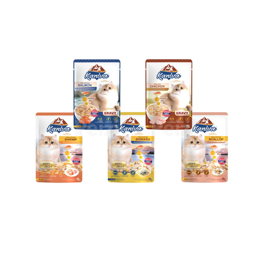 沛茲寵物【卡咪哇 Kaniva 貓用維他命晶球餐包 70g】鮪魚 吻仔魚 鮪魚 餐包 泰國 副食罐 貓罐 貓 罐-細節圖2