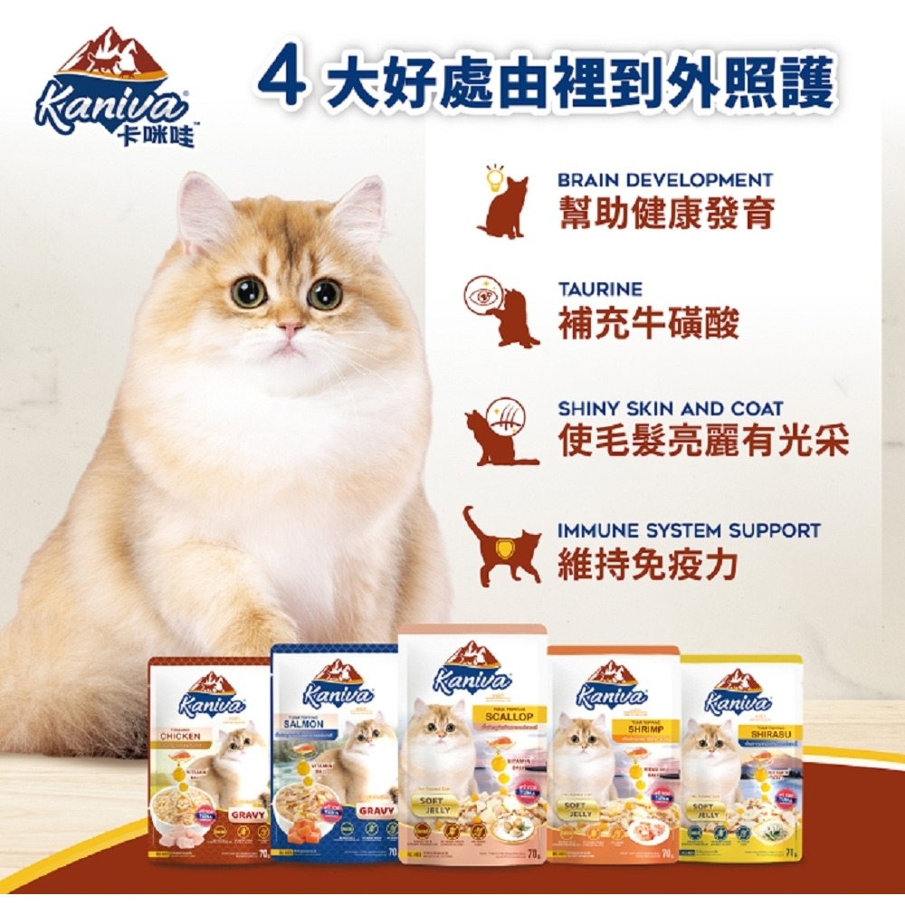 沛茲寵物【卡咪哇 Kaniva 貓用維他命晶球餐包 70g】鮪魚 吻仔魚 鮪魚 餐包 泰國 副食罐 貓罐 貓 罐-細節圖3