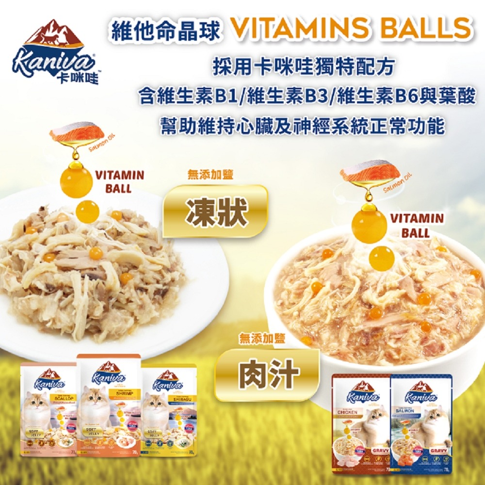 沛茲寵物【卡咪哇 Kaniva 貓用維他命晶球餐包 70g】鮪魚 吻仔魚 鮪魚 餐包 泰國 副食罐 貓罐 貓 罐-細節圖4