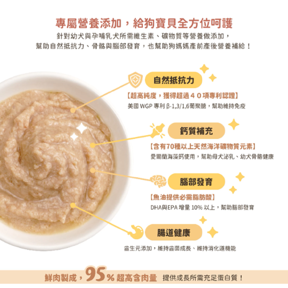 沛茲寵物【汪喵星球 DogCatStar 幼母犬營養主食罐 80g】無膠 無穀 雞肉 台灣 主食罐 狗罐 狗 罐-細節圖5