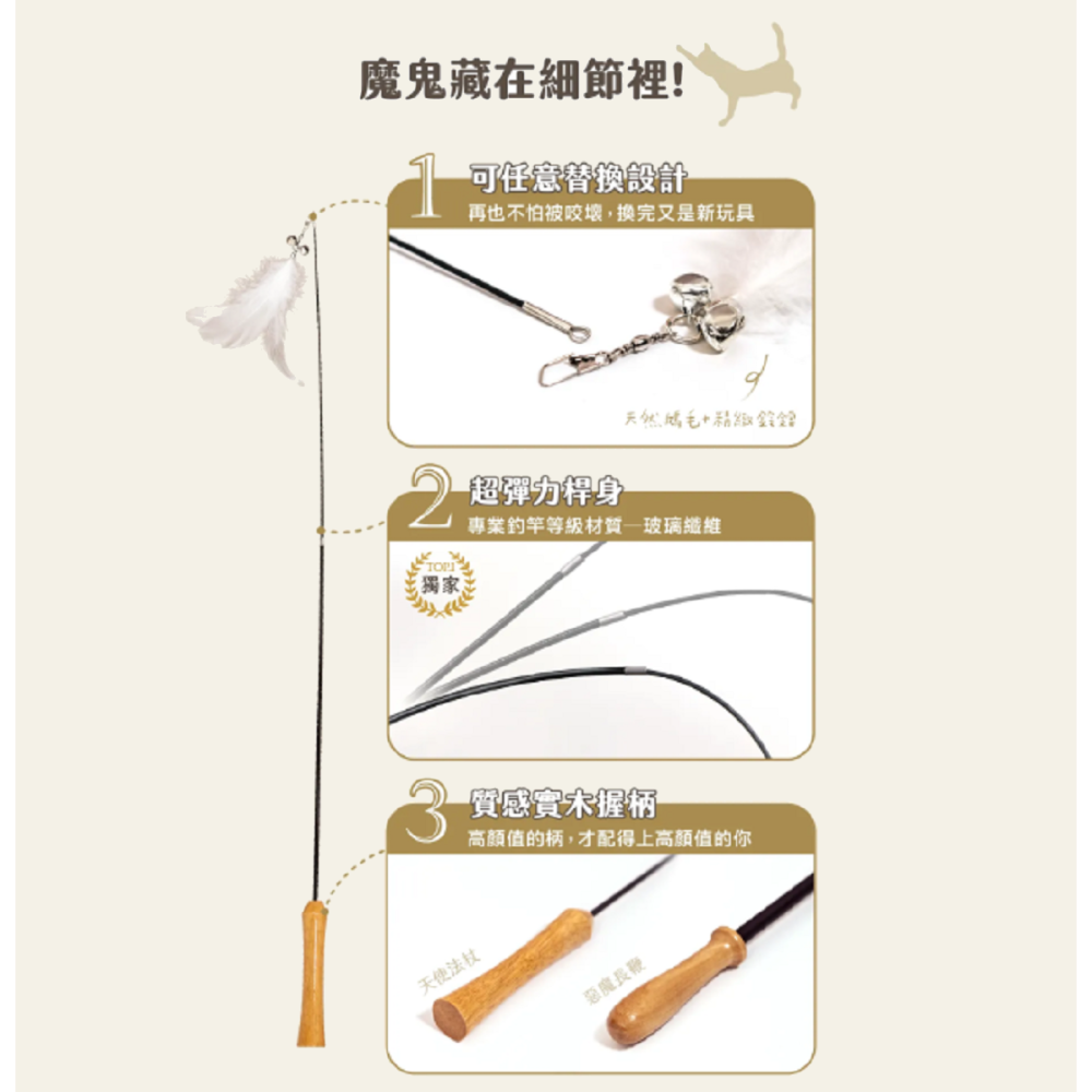 沛茲寵物【怪獸部落 LitoMON 超彈逗貓棒】天使 惡魔 補充頭 替換頭 中國 貓玩具 貓 玩具-細節圖6