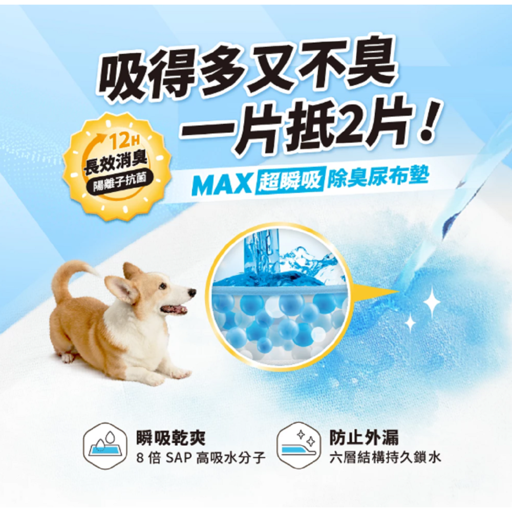 沛茲寵物【汪喵星球 DogCatStar 超瞬吸尿布墊】尿片 尿墊 尿布 尿布墊 經濟包 裸包 S M L-細節圖3