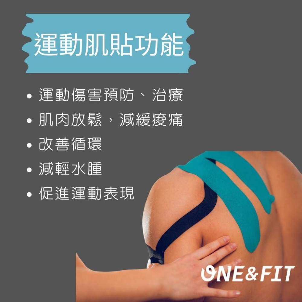 【快速出貨】肌肉貼布 肌貼 肌肉繃帶 運動貼布 肌內效貼布 彈性肌肉貼布 運動膠帶 訓練貼布 運動繃帶 ONE&FIT-細節圖2