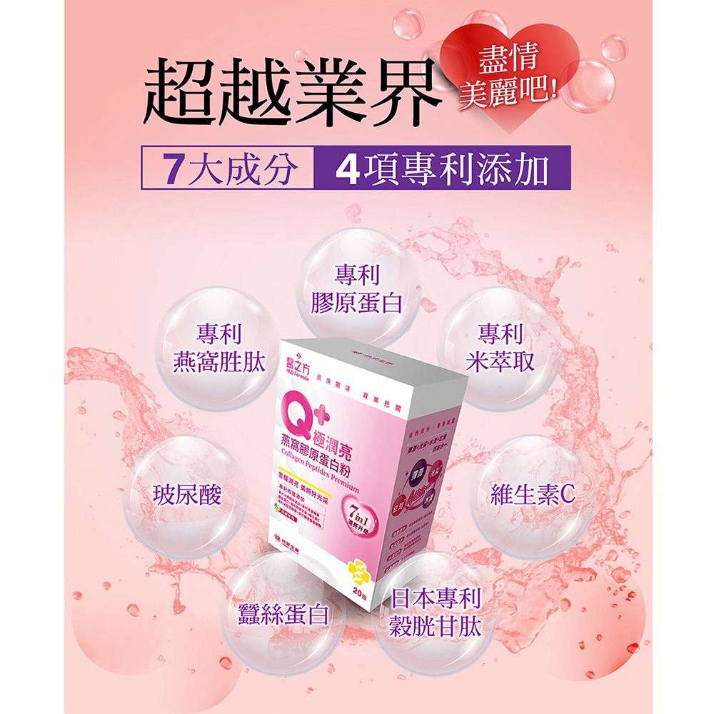 【台塑生醫】Q+極潤亮燕窩膠原蛋白粉(20包/盒)(1盒/2盒/3盒/5盒)-細節圖4