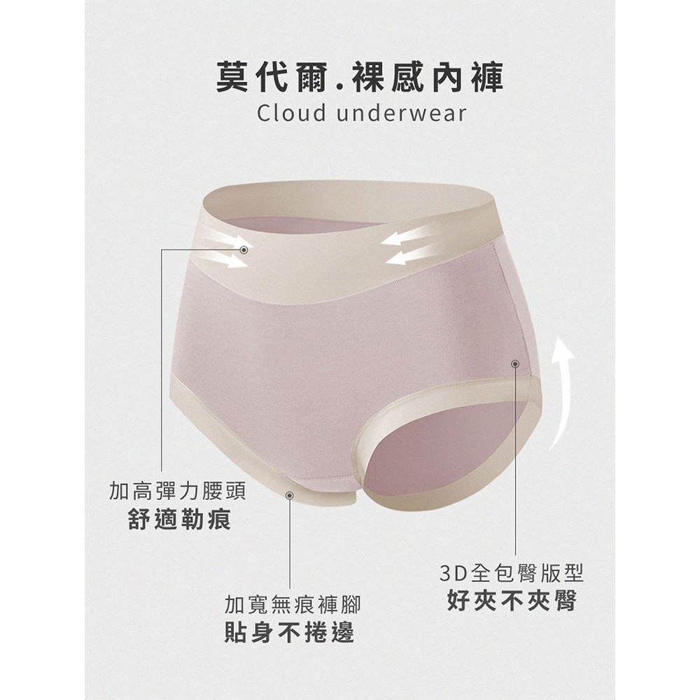 莫代爾裸感內褲(紫羅蘭 / 胭脂粉 / 灰綠色 / 米白咖 / 摩卡色 /黑灰色) (任選色3件)-細節圖2