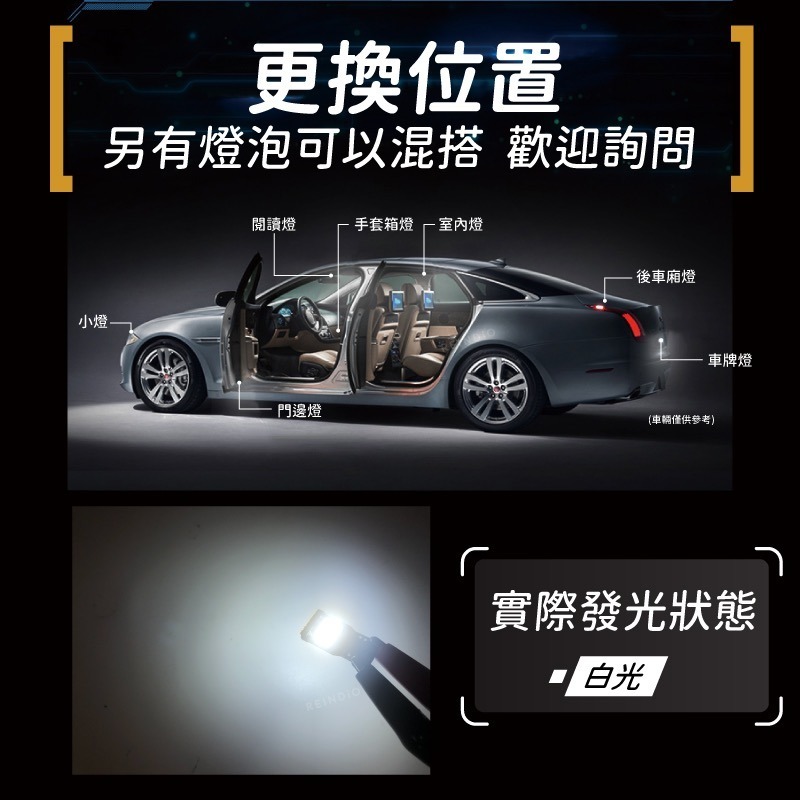 【馴光 特製短版 一年保固】T10 LED 牌照燈 小燈 室內燈 車牌燈 車門燈 大牌燈 閱讀燈 194 W5W 馬3-細節圖8