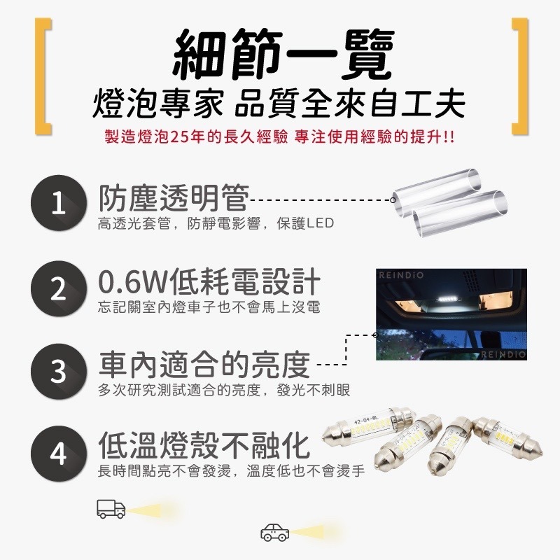 【馴光 一年保固】可客製24V LED 雙尖 室內燈 車廂燈 閱讀燈 牌照燈 地圖燈 化妝燈 車牌燈 雙尖 尖頭燈泡-細節圖5