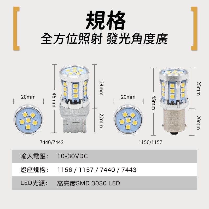 【馴光 一年保固】爆亮款 倒車燈 方向燈 LED 1156 1157 7440 7443 T20 W21W 流氓倒車燈-細節圖4