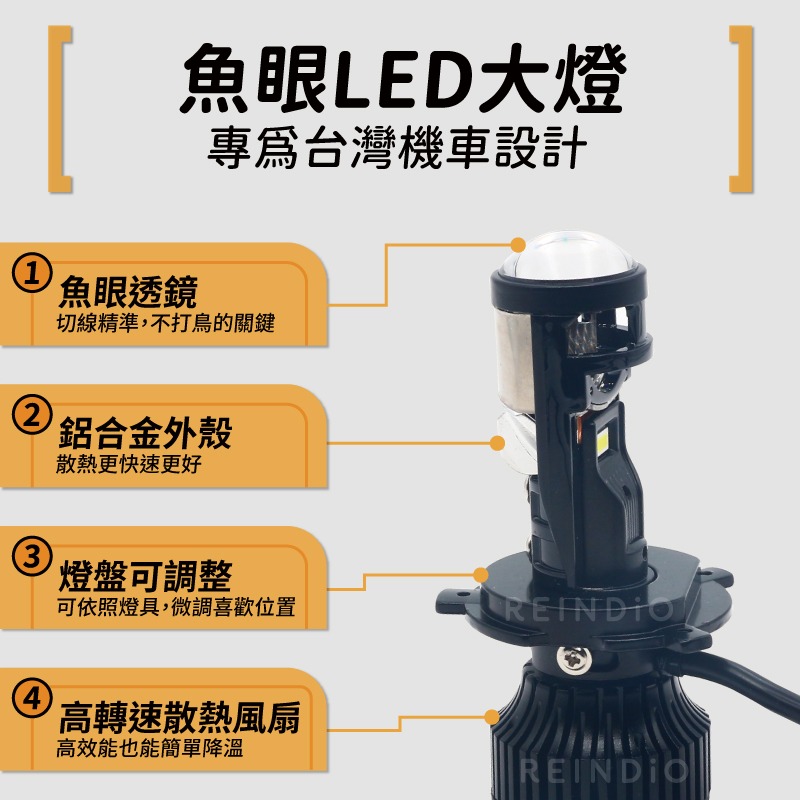 【馴光 一年保固】魚眼大燈 H4 HS1 H17 機車LED大燈 頭燈 機車大燈 摩托車大燈 LED魚眼 透鏡大燈-細節圖6