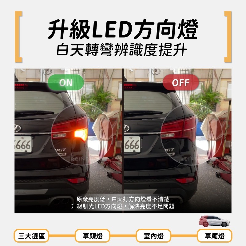 【馴光 不亮故障燈】山土匪 Santa fe 倒車燈 方向燈 led 室內燈 閱讀燈 後霧燈 後車廂燈 牌照燈 化妝燈-細節圖5