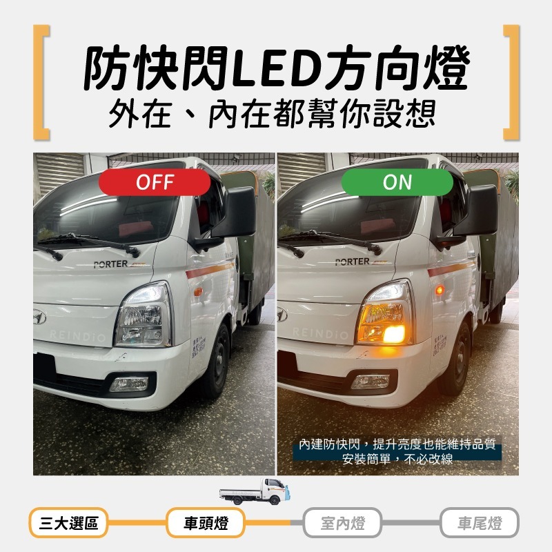 【馴光 一年保固】現代 小霸王 大燈 日行燈 煞車燈 倒車燈 方向燈 車牌燈 霧燈 閱讀燈 led porter 六期-細節圖5