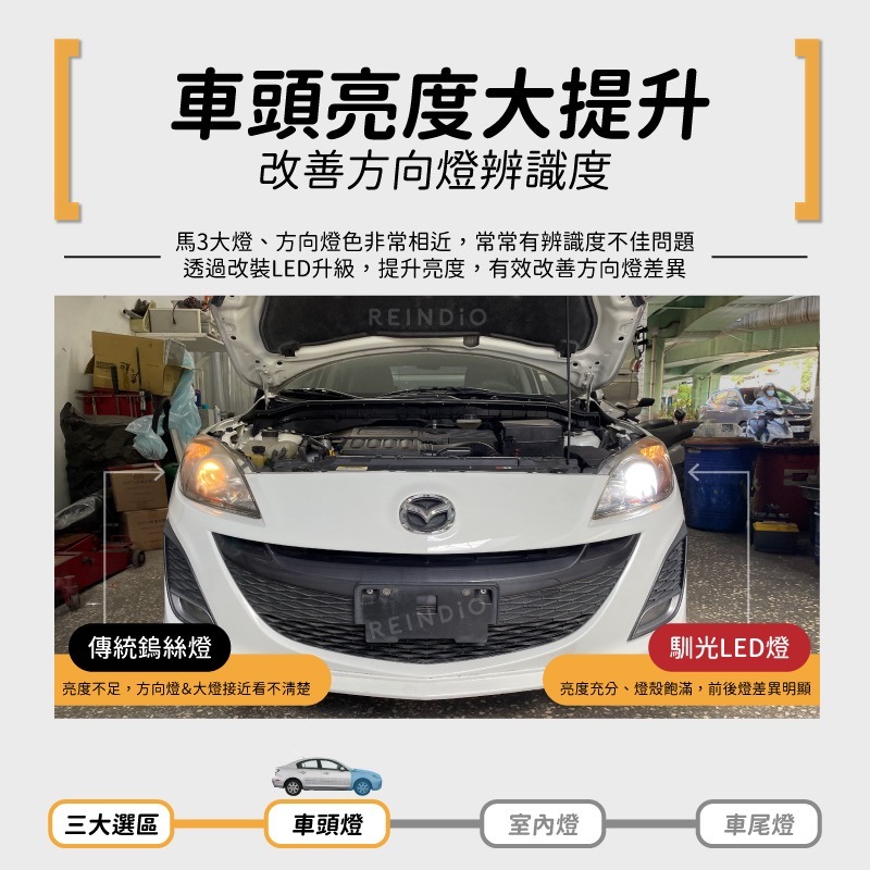 【馴光 一年保固】微笑馬3 大燈 遠燈 霧燈 小燈 方向燈 車牌燈 室內燈 後車廂燈 倒車燈 煞車燈 Mazda3 5d-細節圖3