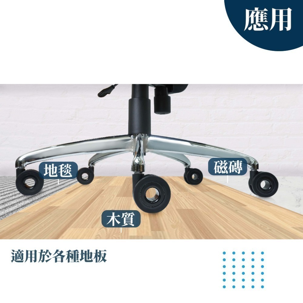 AXL 獨家中空椅子輪子 辦公椅腳輪 防刮耐用 不卡垢 穩定性更高 靜音不易卡髮  台灣製造 一組五顆販售-細節圖5