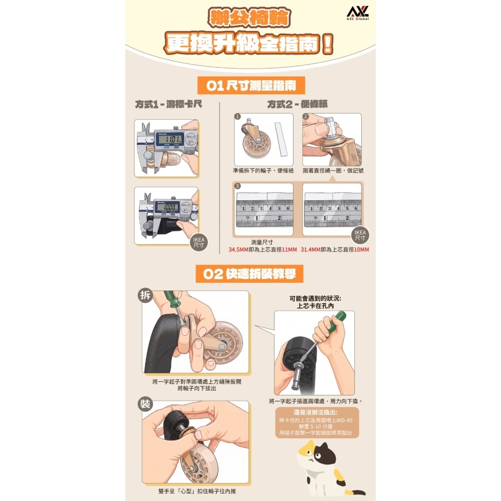 中空雙輪辦公椅輪子 11x22mm通用規格 電腦椅輪子 靜音椅輪 木地板保護 TPR靜音輪 電競椅輪 美髮椅 不卡頭髮-細節圖11
