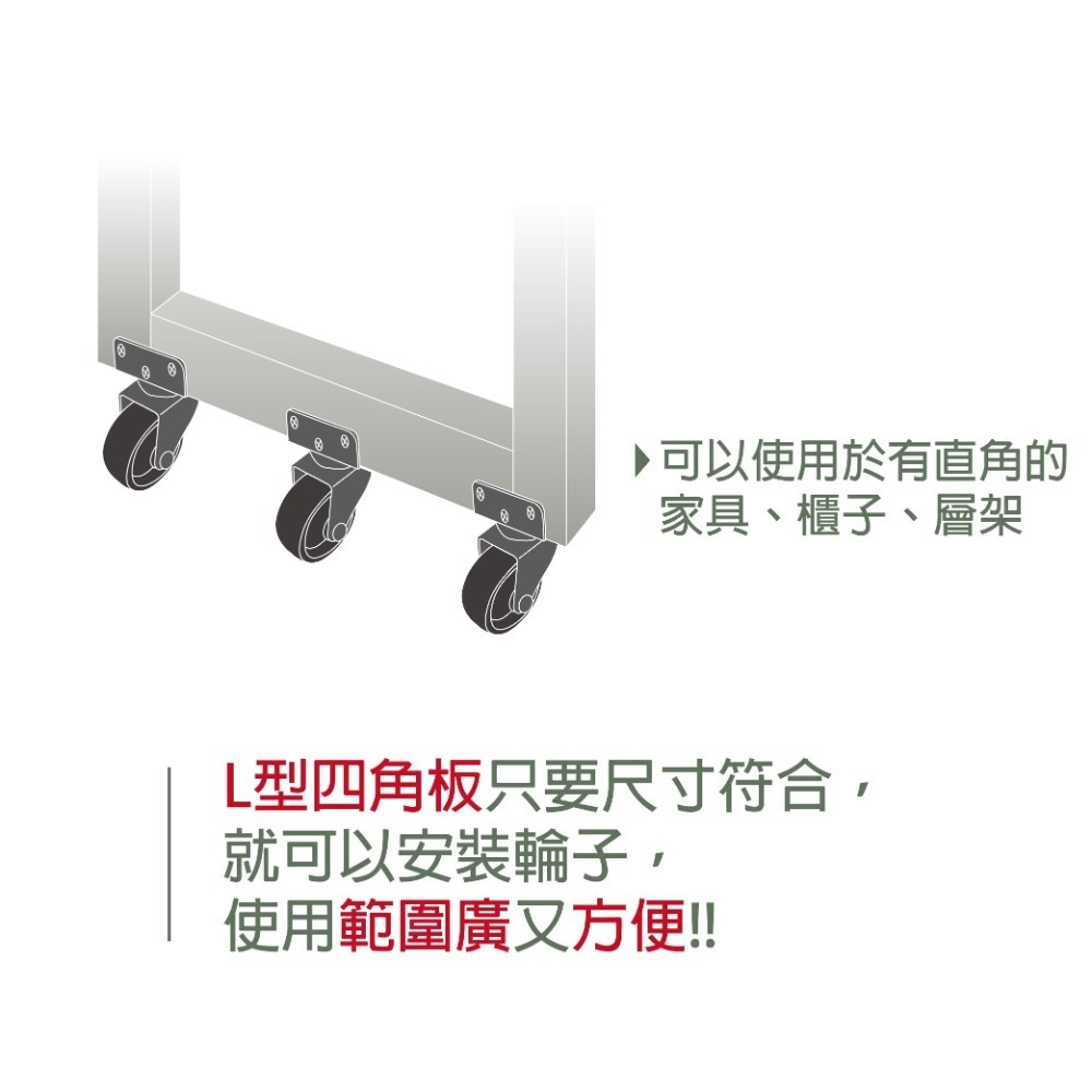 AXL L型四角板 40mm 小顆PP輪 活動輪 煞車輪可用於嬰兒床、花架、任何木製家具 (多種尺寸任你選/台灣製造)-細節圖7