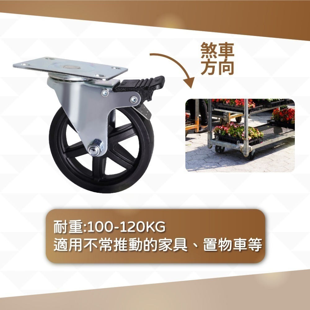 AXL 4吋3吋復古水車造型腳輪 TPR靜音萬向輪 平板輪 家具輪 推車輪 工業輪 層架輪 展示架輪 台灣製-細節圖5