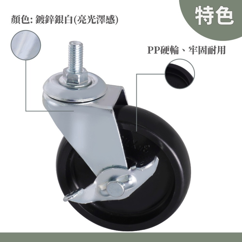 IKEA三層置物收納車專用輪子 腳輪 IKEA收納推車輪 層架輪 櫃子輪 螺絲牙 M8x15mm 上芯 好滾-細節圖4