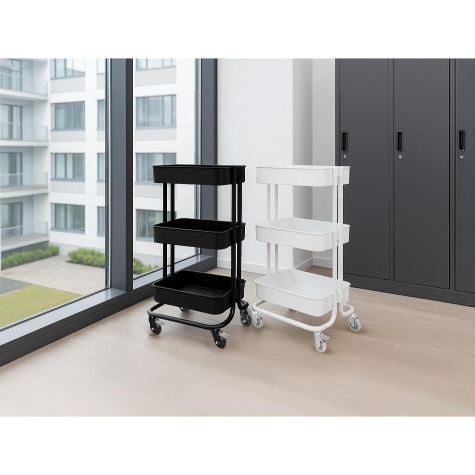 【AXL日系簡約】三層收納推車 可移動滑輪置物車 多功能層架 零食置物架 適用廚房/洗手間/宿舍/臥室/美容推車-細節圖8