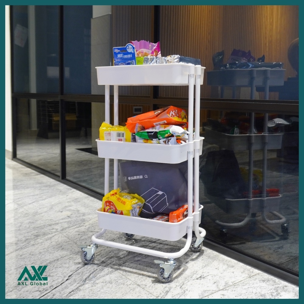 【AXL日系簡約】三層收納推車 可移動滑輪置物車 多功能層架 零食置物架 適用廚房/洗手間/宿舍/臥室/美容推車-細節圖9