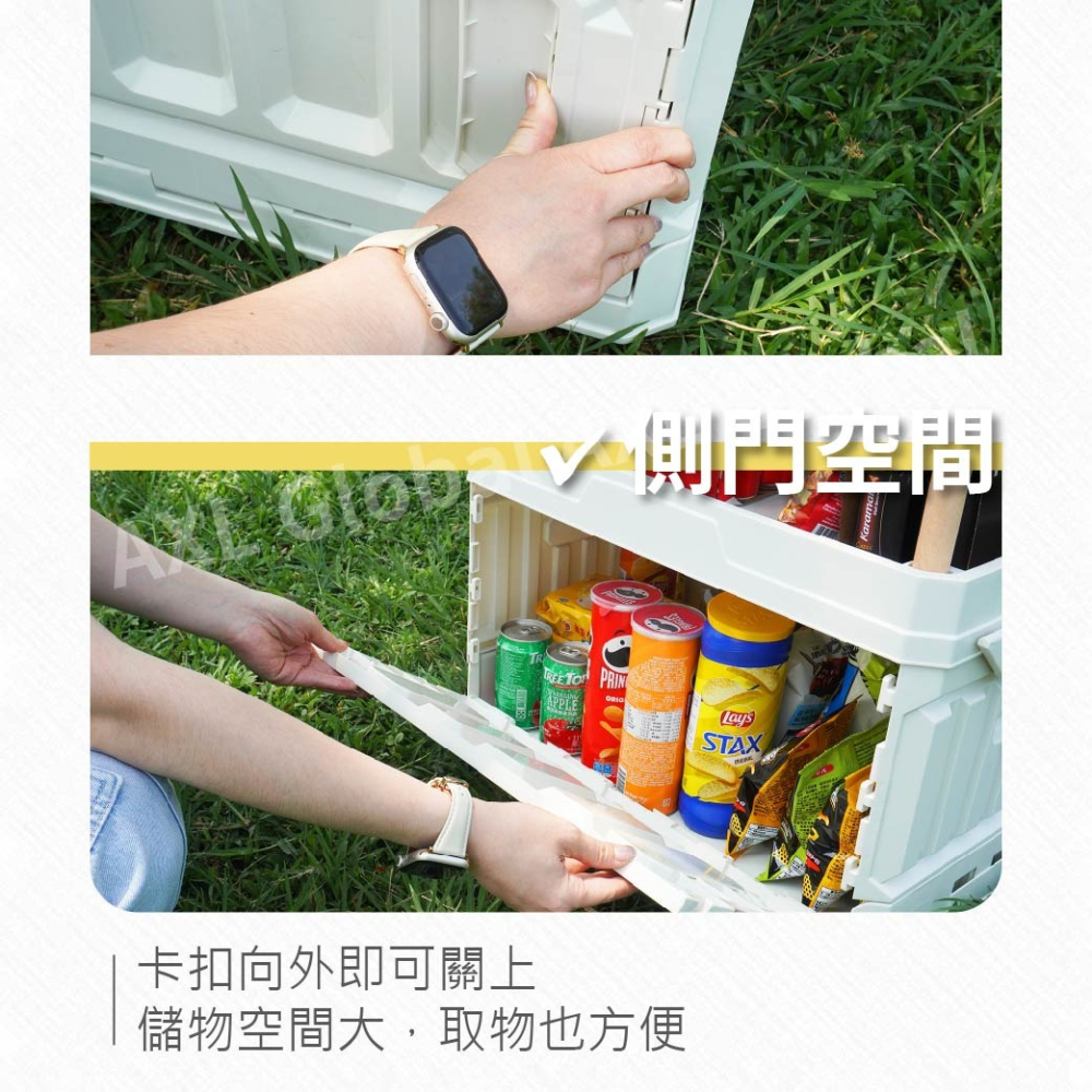95L超大容量摺疊收納箱 附木蓋可當桌子 側開設計 露營/車用車載/居家收納皆適用 露營收納箱 折疊箱 承重力好-細節圖2