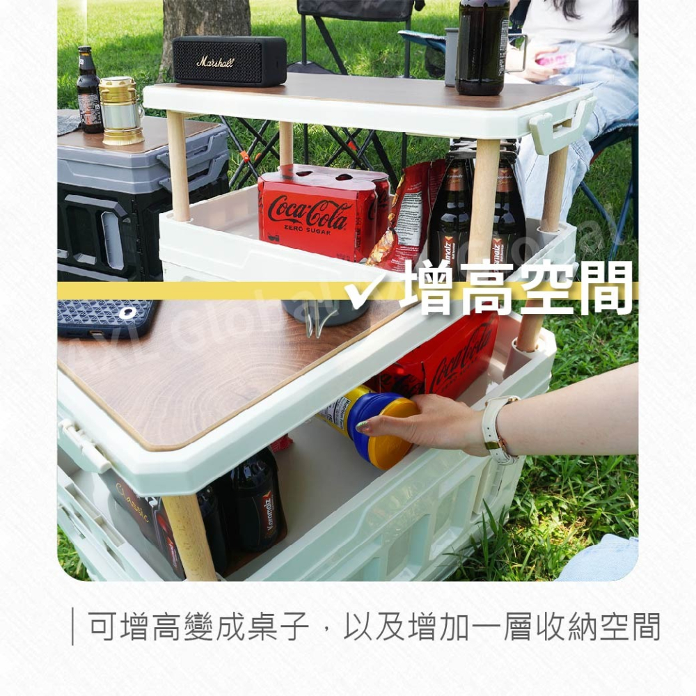 95L超大容量摺疊收納箱 附木蓋可當桌子 側開設計 露營/車用車載/居家收納皆適用 露營收納箱 折疊箱 承重力好-細節圖3