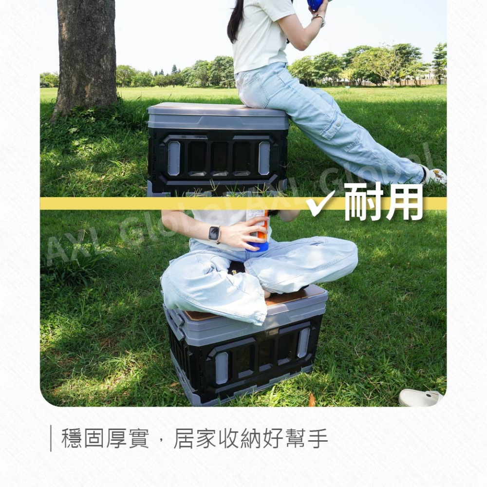 95L超大容量摺疊收納箱 附木蓋可當桌子 側開設計 露營/車用車載/居家收納皆適用 露營收納箱 折疊箱 承重力好-細節圖5