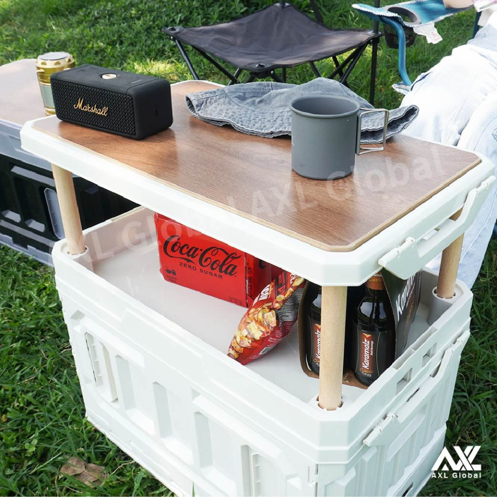 95L超大容量摺疊收納箱 附木蓋可當桌子 側開設計 露營/車用車載/居家收納皆適用 露營收納箱 折疊箱 承重力好-細節圖9