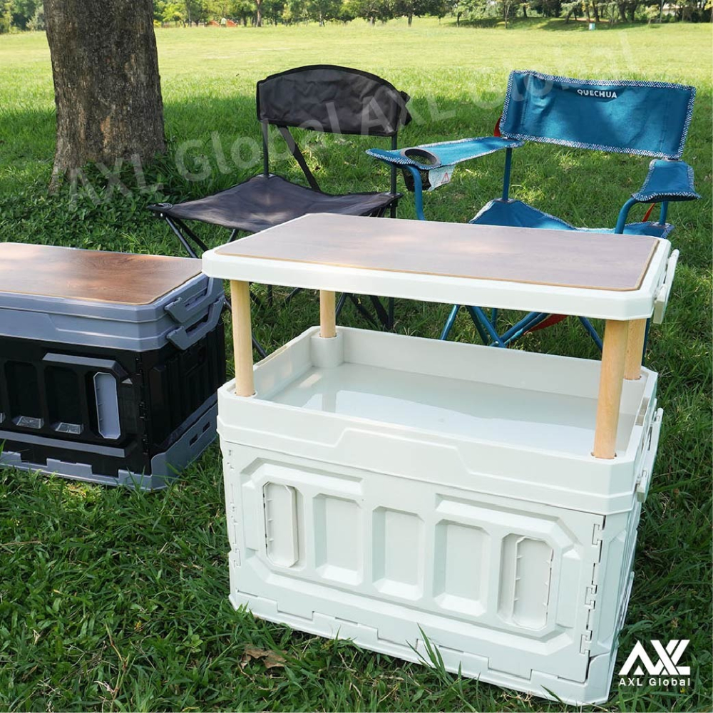 95L超大容量摺疊收納箱 附木蓋可當桌子 側開設計 露營/車用車載/居家收納皆適用 露營收納箱 折疊箱 承重力好-細節圖11