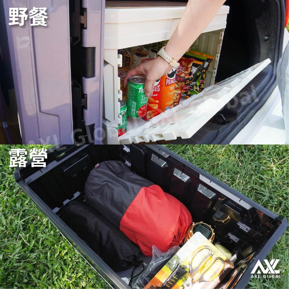 台灣現貨 95L可升降木板折疊收納箱 三開門收納箱 可加輪 玩具收納箱 玩具桌 露營桌箱 車用收納箱 AXL購物-細節圖8