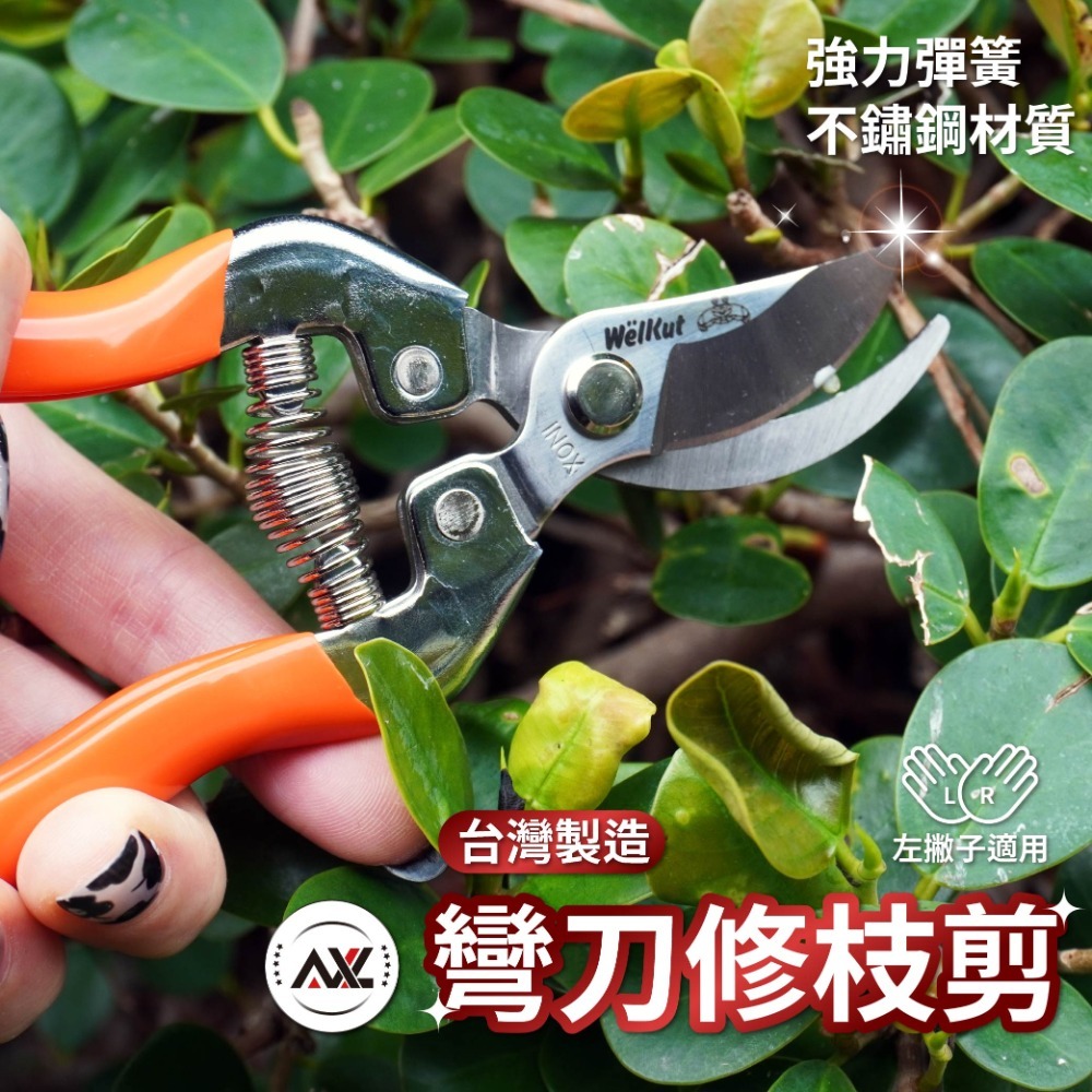 AXL台灣製修枝剪 圓口修枝剪 樹枝剪 剪定鋏 花剪 園藝剪刀 粗枝剪 採果剪 不鏽鋼省力修剪工具 果樹盆栽適用-規格圖10