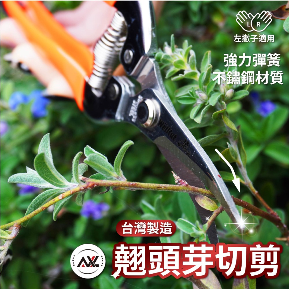 AXL 彎刀圓口 安全防滑修枝剪 農用/園藝剪 省力、快捷、輕巧不鏽鋼剪刀 花枝剪 粗枝剪 樹枝剪 剪定鋏 台灣製造-規格圖10