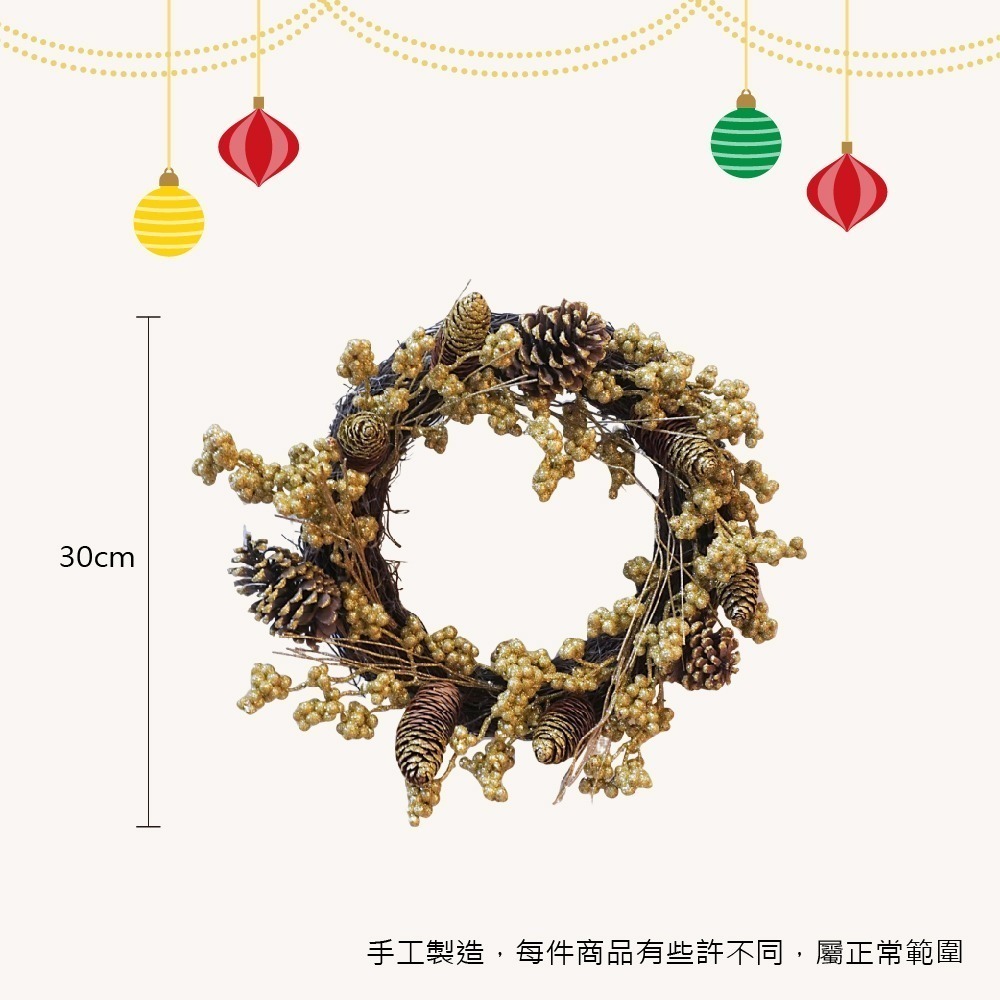 聖誕花圈 聖誕花環 聖誕節門 雪地紅櫻桃 聖誕裝飾掛飾 教堂/學校/家庭/商店 耶誕節慶佈置 【台灣現貨 隔日出貨】-規格圖7