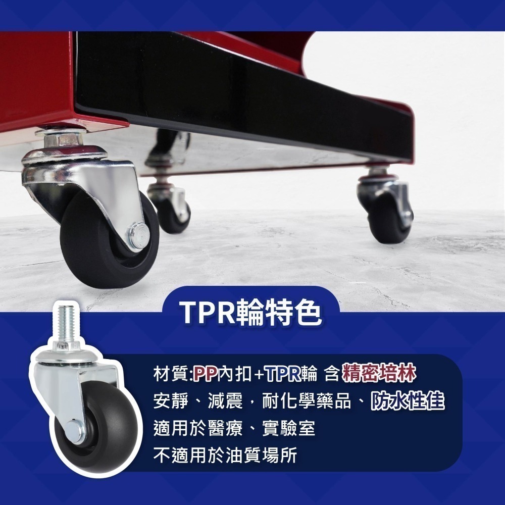 台灣製 雙層工具椅 工作椅 汽車美容椅 洗車椅 維修椅 鐵製置物工作椅 2吋PU/TPR/尼龍萬向輪 工作室拍片備料椅-細節圖6