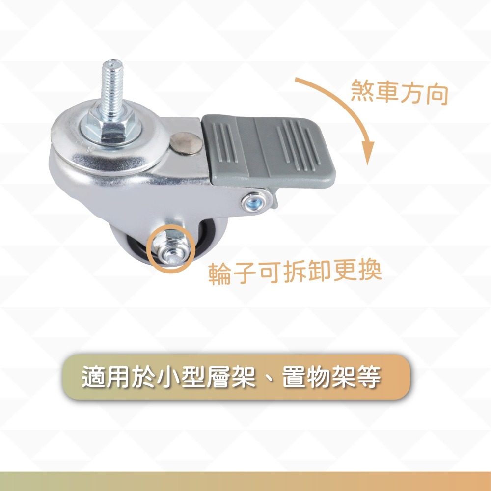 M6螺牙萬向輪 37mmTPR靜音輪 精培軸承滑順耐磨 腳輪/層架輪/傢俱輪/剎車輪/活動輪 台灣製造 單顆販售-細節圖4
