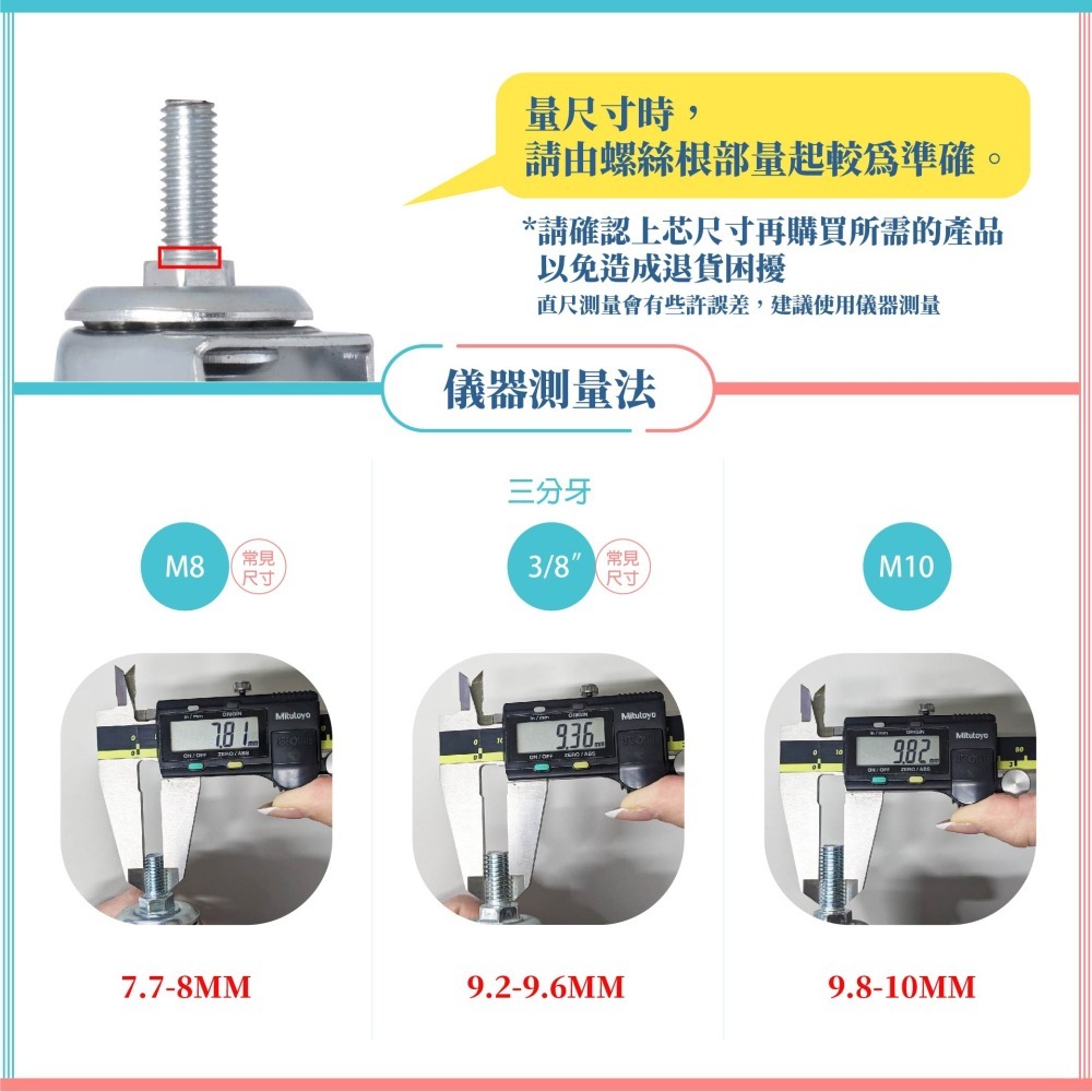 M6螺牙萬向輪 37mmTPR靜音輪 精培軸承滑順耐磨 腳輪/層架輪/傢俱輪/剎車輪/活動輪 台灣製造 單顆販售-細節圖10