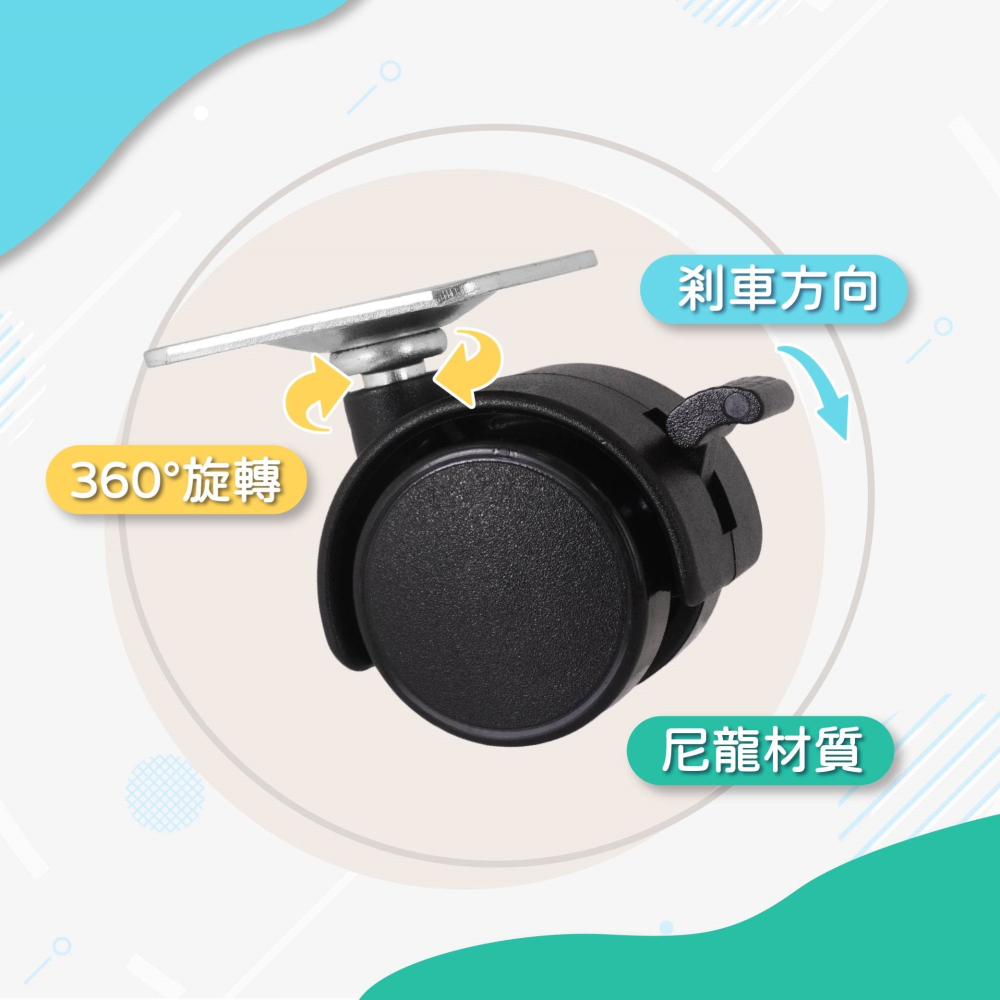 尼龍家具萬向雙輪 30x38mm｜四角板腳輪 木頭家具/層架/櫃子家具替換輪( 附螺絲/安裝方便/一組4顆) 台灣製造-細節圖5