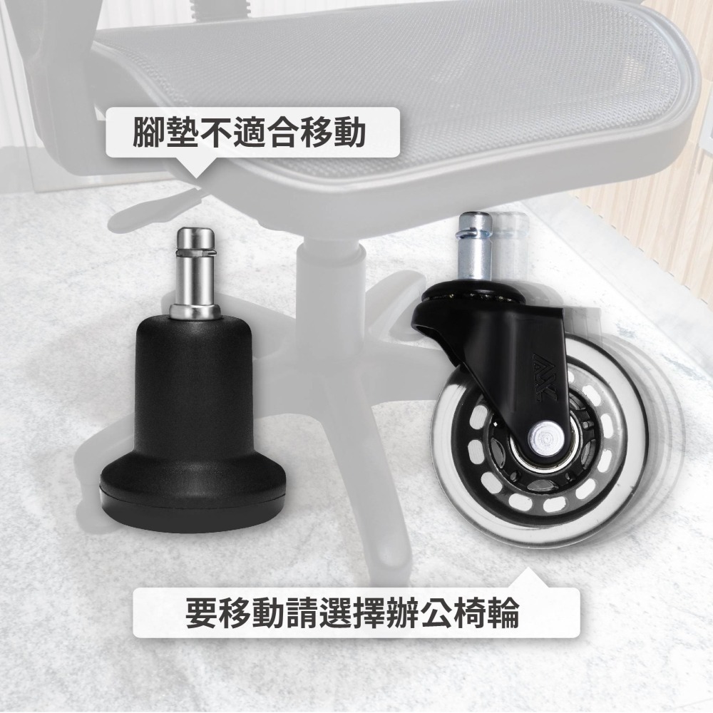 AXL 辦公椅(高)固定輪 一組5顆 高款固定椅腳 高穩定性 防滑椅墊 直插式椅腳替換配件 台灣製造-細節圖4