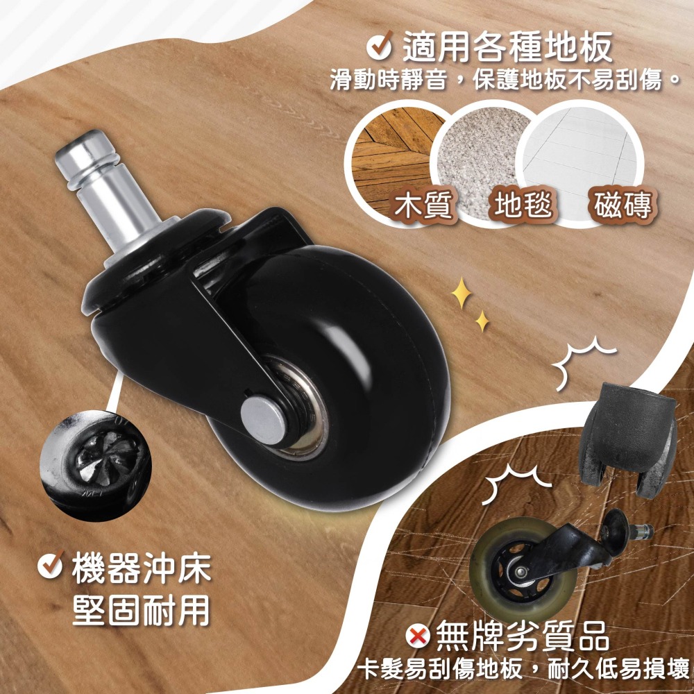 AXL 辦公椅輪 50mm PU小滑輪 靜音溜冰輪 電腦椅輪 電競椅輪 不掉黑屑 不水解 椅子腳輪 替換輪 台灣製造-細節圖5