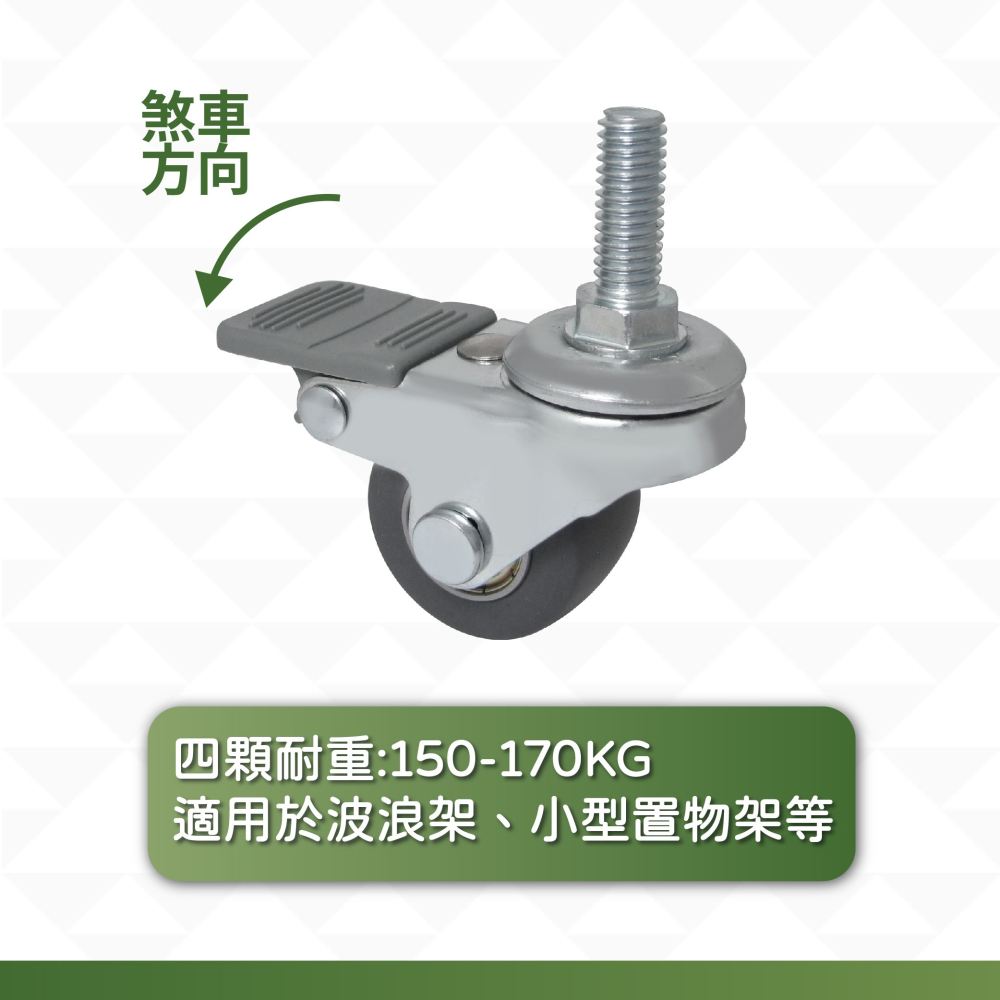 AXL 1.5吋 TPR 五金腳輪 3分牙 螺桿輪 靜音輪 推車輪 傢俱輪 活動輪 剎車輪 高彈性 耐磨 (一組4顆)-細節圖4