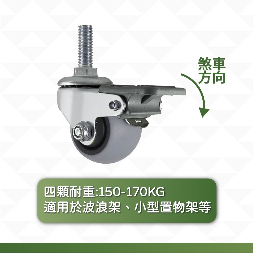 AXL 1.5吋TPR靜音腳輪 3分牙螺桿輪 萬向輪附煞車 推車輪 家具輪 耐磨不刮地板 五金活動輪 一組4顆-細節圖5
