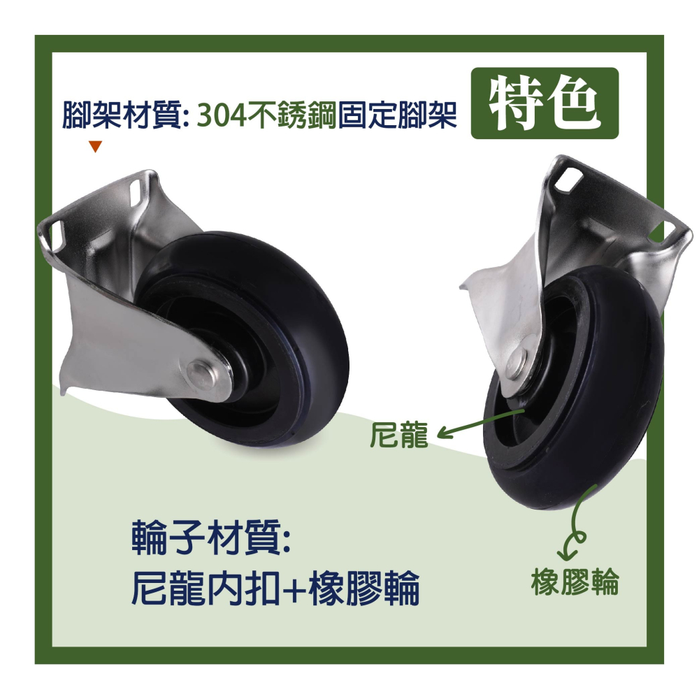 不鏽鋼6英吋重型橡膠輪 超重型不鏽鋼橡膠輪, 高強度高彈性高荷重耐磨損,固定輪,重型輪(單顆販售)-細節圖4