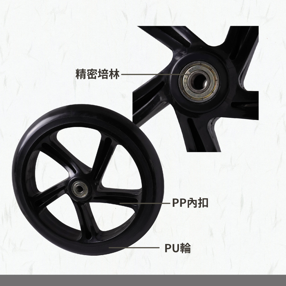 AXL 買菜藍升級DIY替換 8英吋 PU靜音輪 溜冰輪 推車輪 高彈力 柏油路好推 木地板不刮 台灣製造-細節圖3