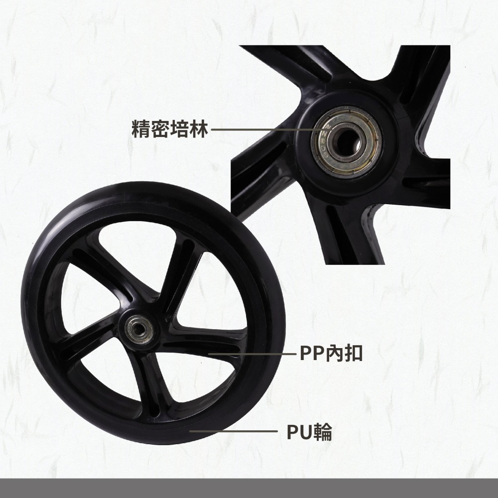 AXL 8吋PU靜音輪 推車輪 8吋溜冰輪 不水解高彈力輪 買菜籃升級替換輪 小推車替換輪 木地板不刮 柏油路好推-細節圖3