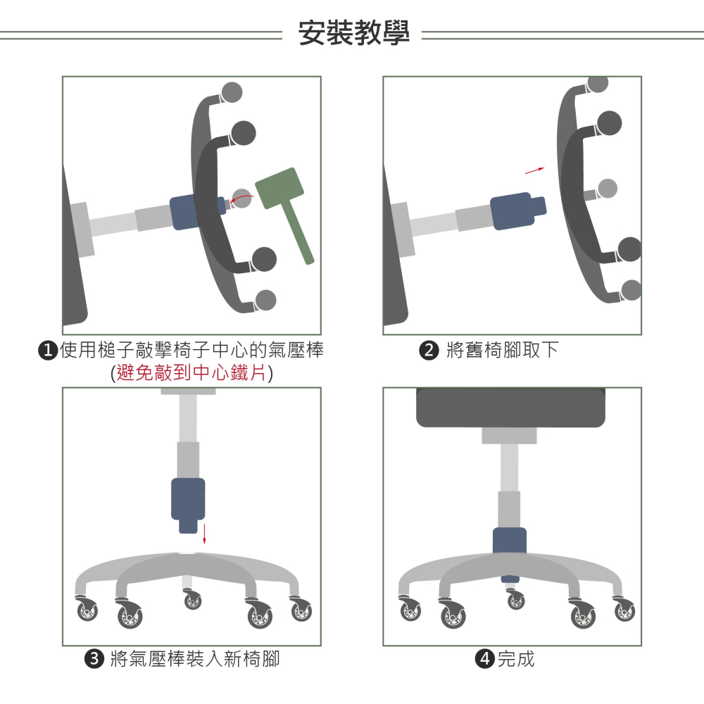 AXL 辦公椅五爪腳架 26公分鐵製五爪底座/電腦椅腳/兒童椅更換腳架 通過辦公傢俱BIFMA測試 (台灣快速發貨)-細節圖7